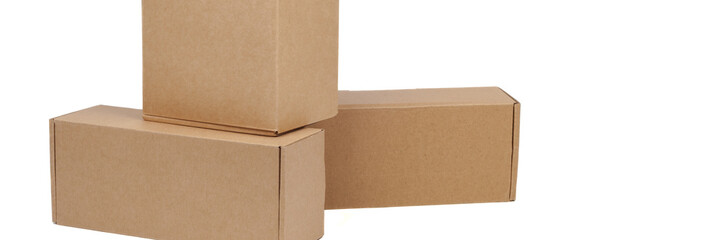 Cardboard boxes for goods on a white background. Different size. Isolated on white background.
