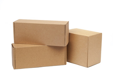 Cardboard boxes for goods on a white background. Different size. Isolated on white background.