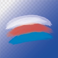 Brush Russian national flag. Russian flag in Watercolor. Isolated on transparent background. Vector Illustration.