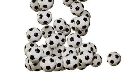 Falling soccer balls that pile up