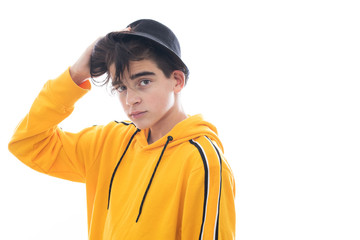 young teenager to fashion isolated in background