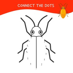 Educational game for kids. Dot to dot game for children. Cartoon insects.