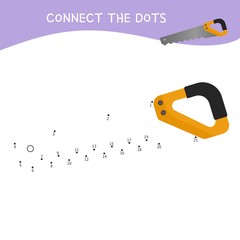 Educational game for kids. Dot to dot game for children. Cartoon tools.