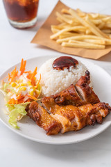 grilled chicken with teriyaki sauce and rice