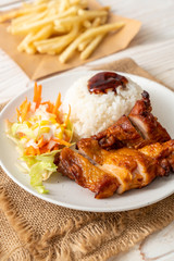 grilled chicken with teriyaki sauce and rice