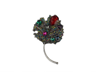 brooch on white background