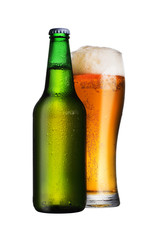 bottle of beer with a beer mug