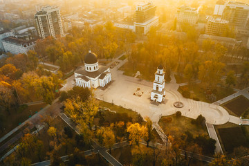 Moldova Chisinau sunrise in the Cathedral Park