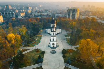 The Metropolitan Cathedral Nativity of the Lord at sunrise in Chisinau Moldova