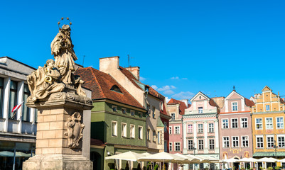 Fototapeta na wymiar Statue of Saint John of Nepomuk on the Old Market Square in Poznan, Poland