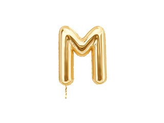 Gold foil alphabet, Letters M isolated on white background. 3d rendering