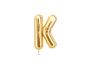 Gold foil alphabet, Letters K isolated on white background. 3d rendering
