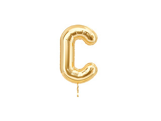Gold foil alphabet, Letters C isolated on white background. 3d rendering