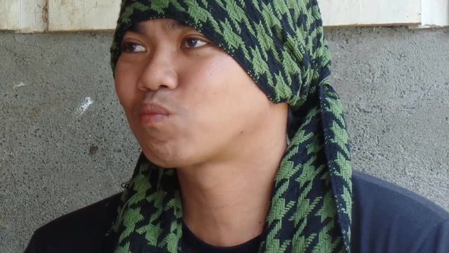 man chewing betel nut. close up