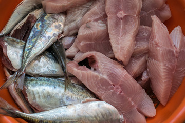 raw horse mackerel with slices of pomfret