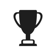 Trophy cup vector icon. Simple winner symbol. Black illustration isolated on white background.