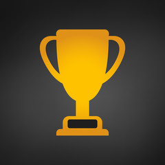championship gold cup icon, vector illustration. Achievement in sport golden trophy.