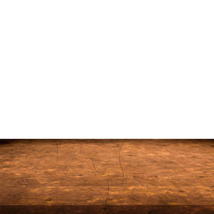 Empty grunge metal table on isolated white, display montage for product.