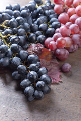 Grapes bunch with leaves.