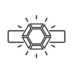 Line icon of ring with diamond or other gem. Shining engagement or marriage ring, expensive jewelry. Vector Illustration 