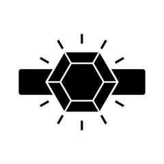Icon of ring with diamond or other gem. Shining engagement or marriage ring, expensive jewelry. Vector Illustration 
