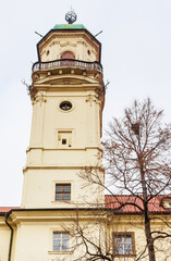Astronomical Tower in Clementinum (Klementinum). Klementinum was established as an observatory, library and university by Empress Maria Theresa of Austria. Prague, Czech Republic.