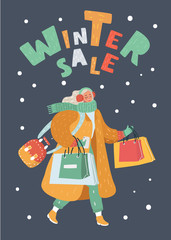 Young Woman Shopping for Christmas.