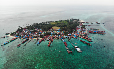 Fototapeta na wymiar Panoramic aerial photo of Derawan island in East Kalimantan, Indonesia.