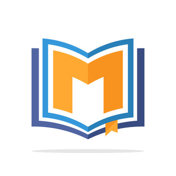 initials logo icon with the concept of an open book with detail initials letter M