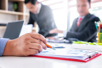 Business people meeting corporate group with analyzing financial data investment in office.Teamwork successful meeting workplace strategy concept