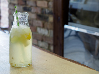 Lemonade in milk bottle