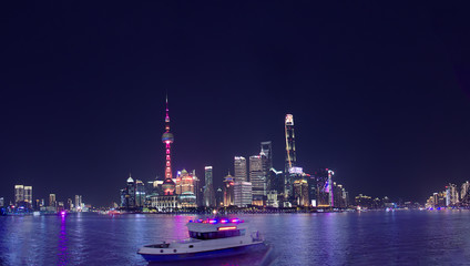 Panoramic view of Shanghai city in night.