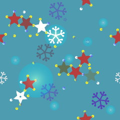 holiday christmas background of stars and snowflakes