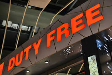 sign of Duty Free shop in airport