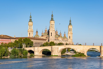 Fototapeta na wymiar View of Basilica Pillar in Zaragoza , Spain.