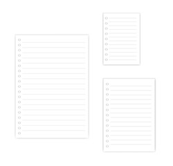 A4, A5, A6 hole punched white lined paper for ring binder mockup