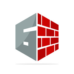 logo icon for construction business with the concept of a combination of red bricks and number 6