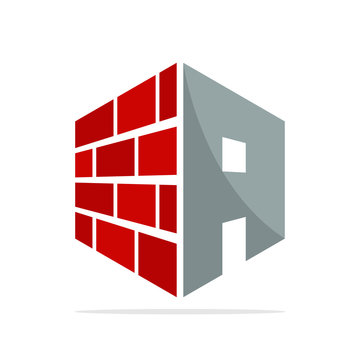 the initial logo icon for the construction business with the concept of a combination of red brick and letter A