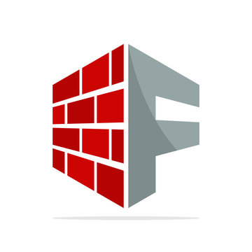 the initial logo icon for the construction business with the concept of a combination of red brick and letter F