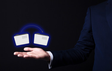 folder icon in businessman hand