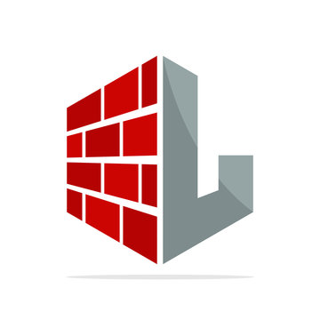 the initial logo icon for the construction business with the concept of a combination of red brick and letter L
