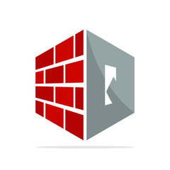 the initial logo icon for the construction business with the concept of a combination of red brick and letter Q