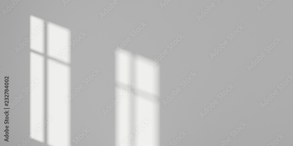 Poster stimulate image of white empty room interior and laminate wood floor with sun light cast shadow on t