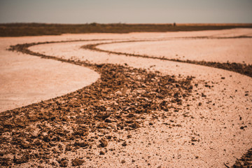 Trace on a beach closeup