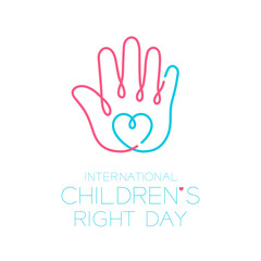 International Children's Right Day logo icon outline stroke set, hand and heart design illustration isolated on white background with copy space, vector eps10