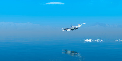 Fototapeta na wymiar 3d illustration of dron flying