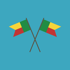 Benin flag icon in flat design