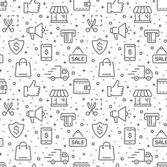 Shopping and e-commerce vector seamless pattern