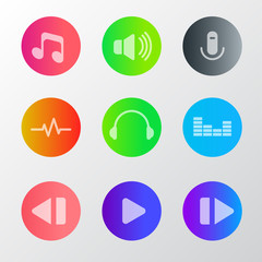 Fototapeta premium audio sound vector icon set