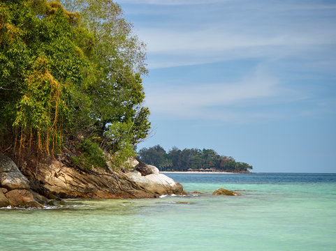 Beautiful seaview with rock and jungle